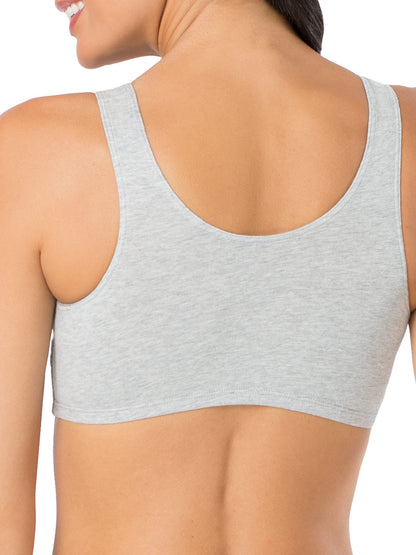 Fruit Of The Loom Womens Built Up Tank Style Value Pack Sports Bra, Heather Blue/White/Heather Grey/Heather Blue/White/Heather Grey 6-pack, 42 US
