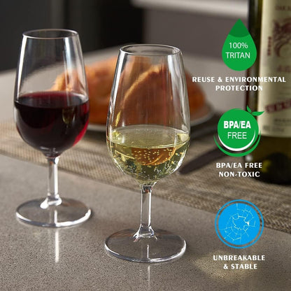 MICHLEY Unbreakable Stemmed Wine Glasses, 100% Tritan Plastic Snifter Glasses, BPA-free & Dishwasher Safe, Small Size 7.8 oz,Set of 4