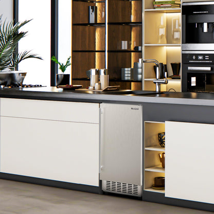 Coolski Under Counter Ice Maker Machine, Stainless Steel Built-in Freestanding Ice Maker for Commercial & Home Use, 80 Lbs/Day, 30 Lbs Storage, Self Cleaning, Thicknesses Adjustable