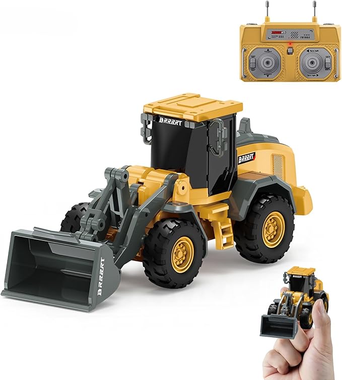 BRRRRT 1/64 RC Bulldozer ToyFull Functional RC Construction VehiclesType-C Direct Charging Alloy Remote Control BulldozerBirthday Gifts for Boys and Girls Age 3+