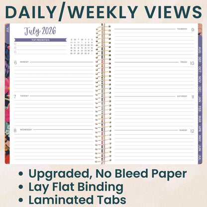 bloom daily planners 2026-2027 Planner - Academic Year (July 2026 - July 2027) Monthly & Weekly Soft Cover Planner for Women - 13 Month Calendar Agenda Book with Stickers - 5.5" x 8.25" - Floral Fiesta
