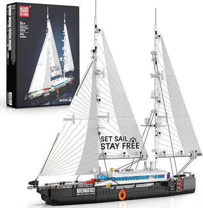 Mould King 10194 Boat Building Sets MOC Ship Building Kits Ocean Explorer Boat Model Home Desk Decor Collectible Building Toys for Adults/Teens 14+(893PCS)
