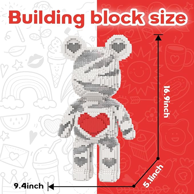 Glowing Care Bear Building Blocks (5300 PCS) 3D Micro Animal DIY Bear Building Blocks for Adults &amp Teenager Creative Toys Ideal Gift for Family &amp Friends