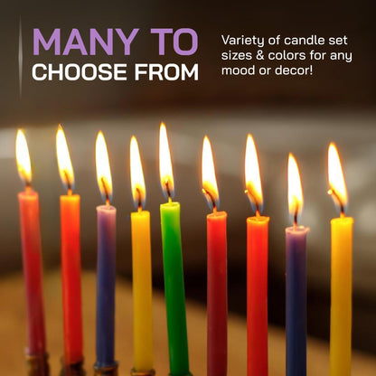 Danilovo Thin Taper Beeswax Candles - Honey-Scented, Decorative Candles Ideal for Birthday Decoration or Church Prayers - Purple Drip Free, Tall & Smokeless Pack of 50 pcs, 7.3 x 0.24 inch
