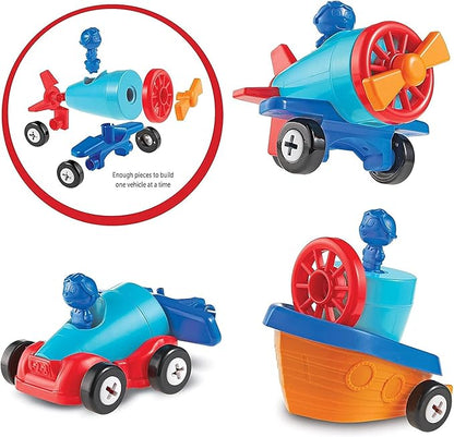 Learning Resources 1-2-3 Build it! Car Boat Plane 15 Pieces