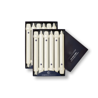 Colonial Candle Unscented Taper Candle, Classic Collection, Ivory, 8 In, Pack of 12 - Up to 6 Hours Burn