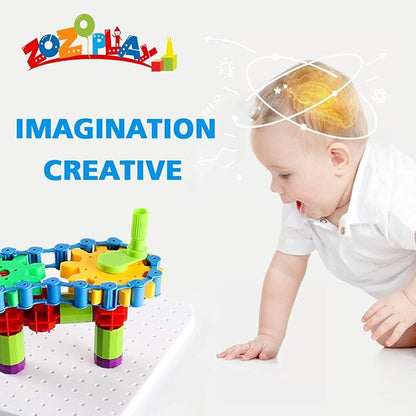ZOZOPLAY STEM Learning Toy – 170 PCS Creative Engineering Gears &amp Construction Building Blocks Kids Gears Toy Educational Set for Boys and Girls Ages 6–8