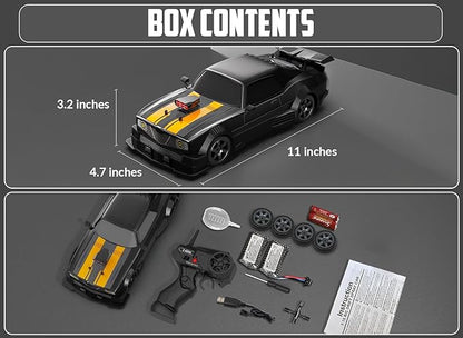 RACENT 1:16 RC Drift Car 2.4Ghz 4WD 18KM/H Remote Control Car with Spray Mist Racing and Drifting Wheels LED Light 2 Batteries Sport Model Toys Vehicle for Kids Boys Adults