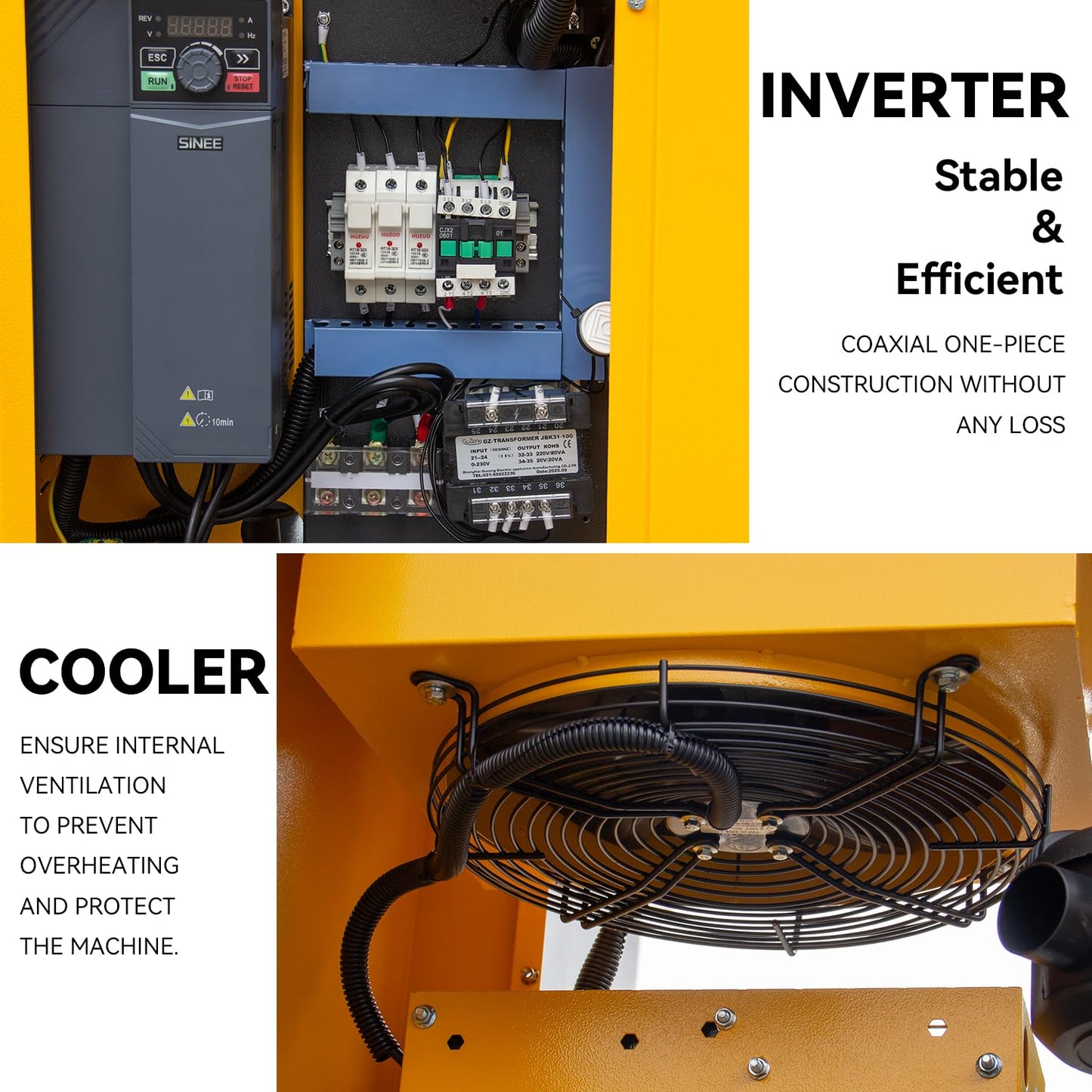 208-230V Universal Variable Frequency Motor Rotary Screw Air Compressor - 10HP/7.5KW Single/Three-phase compatible - 39CFM@115PSI Base Mounted Commercial Air Compressed System
