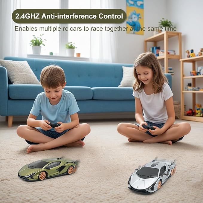 QUN XING Remote Control Car 1:24 Officially Licensed 2.4GHZ Rc Cars Lambo Sport Racing Toy Car for Kids Boys 4-7 Years Birthday Gift Green
