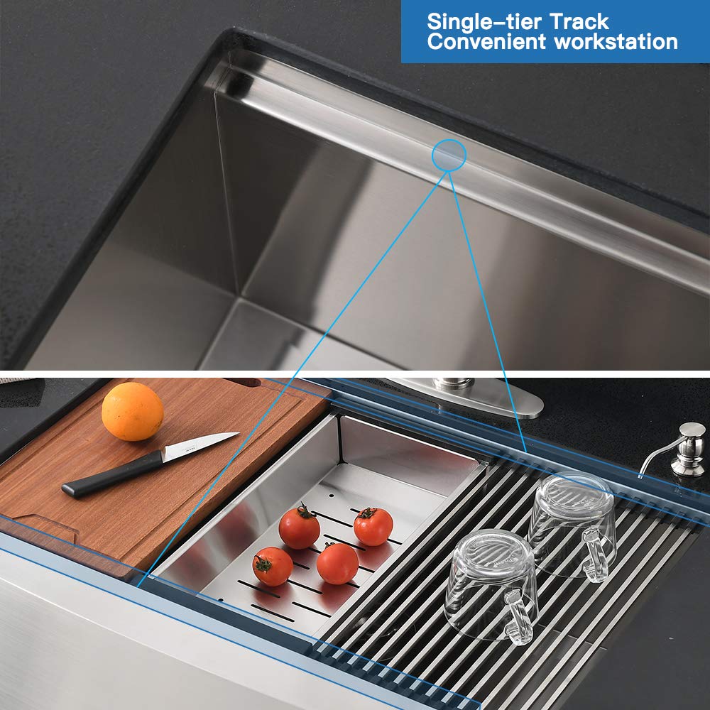 30 Inch Stainless Steel Farmhouse Sink Workstation-Bokaiya 30x20 Apron Front Farm Sink Stainless Steel Workstation 16 Gauge Single Bowl Farmhouse Kitchen Sinks with Cutting Board