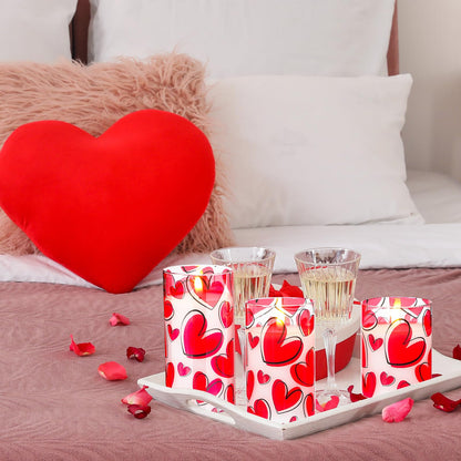 VIHOSE 3 Pcs Valentine LED Flameless Candles Romantic Heart Battery Operated Pillar Candles for Romantic Night Valentine's Day Gifts Proposal Anniversary Festival Gift Table Centerpiece Decor(Heart)
