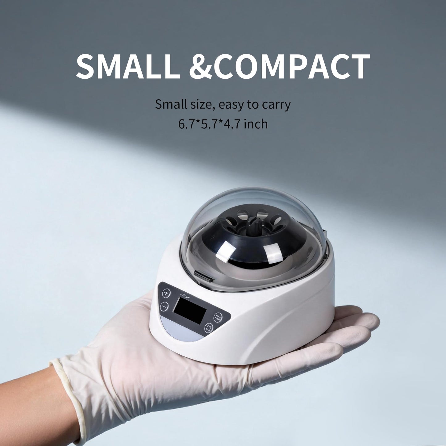 LACHOI Lab Mini Centrifuge Machine LCD Display 100-120000RPM Speed Control 1-99min Timer Max 7245×g RCF Lab Benchtop Centrifuge with 2 Rotors for 8 x 0.2/0.5/1.5/2.0ml & 2×8×0.2mL Strips,100-240V
