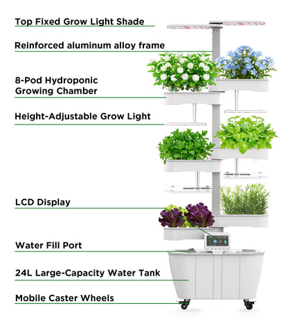 Hydroponics Growing System Kit,48 Pods Large Indoor Hydroponic Herb Garden with Smart LED Grow Light, Auto Circulating Water Pump,24L Water Tank,APP & WiFi Controlled,Gardening Systems for Ideal Gifts