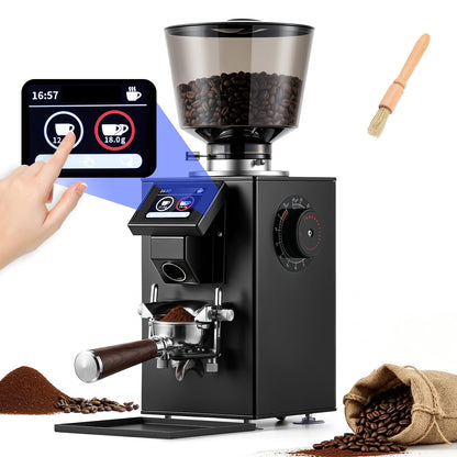 Grind by Weight Espresso Grinder, Commercial Coffee Grinder by Weight with 64mm Flat Burr, Touch Screen, 14 Grind Settings for Cafe