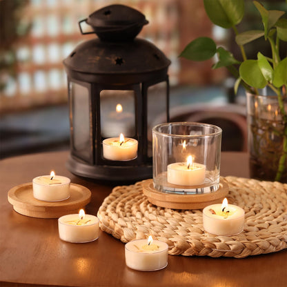 Citronella Tea Light Candles Outdoor, 8 Pack- Extended 4-5h Clear Cup Scented Tealight Candles with Handmade Floral Surface, 100% Natural Palm Wax Tealights Smokeless for Patio, Summer, Indoor