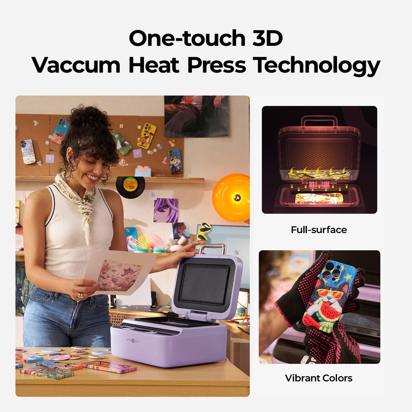 HTVRONT Phone Case Heat Press Machine Bundle - Compatible with iPhone & Android