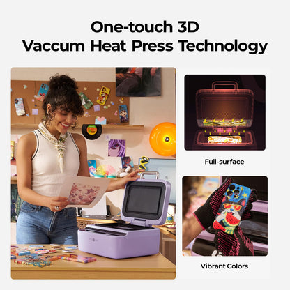 HTVRONT Phone Case Heat Press Bundle - Compatible with iPhone & Android Phone Case Sublimation Machine + HTVRONT Auto Heat Press 2