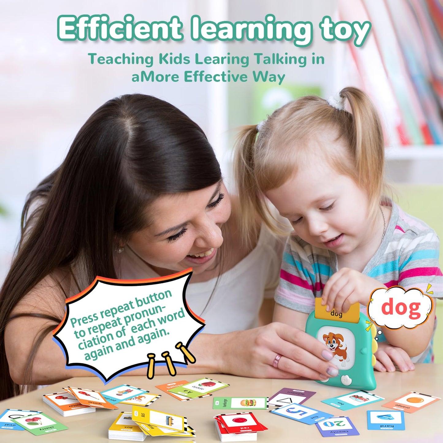 Kidzdo Talking Flashcards for Toddlers, 560 English Sight Words Educational Toy, Pocket Speech Therapy Toys, Autism Sensory Toys for Kids 1-6, Birthday Xmas Gift for Boys