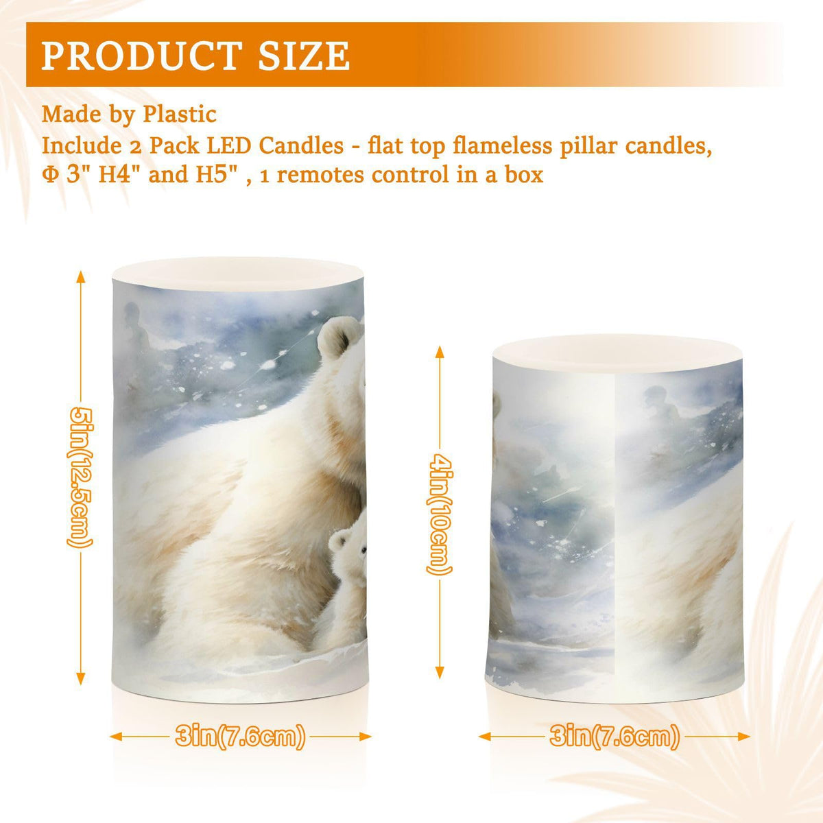 ALAZA Cute Polar Bear Flickering Flameless Candles Battery Operated with Remote Timer,Tea Light Candles LED Pillar Votive Candles Set of 2 for Outdoor Indoor Decorations