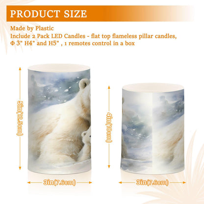 ALAZA Cute Polar Bear Flickering Flameless Candles Battery Operated with Remote Timer,Tea Light Candles LED Pillar Votive Candles Set of 2 for Outdoor Indoor Decorations
