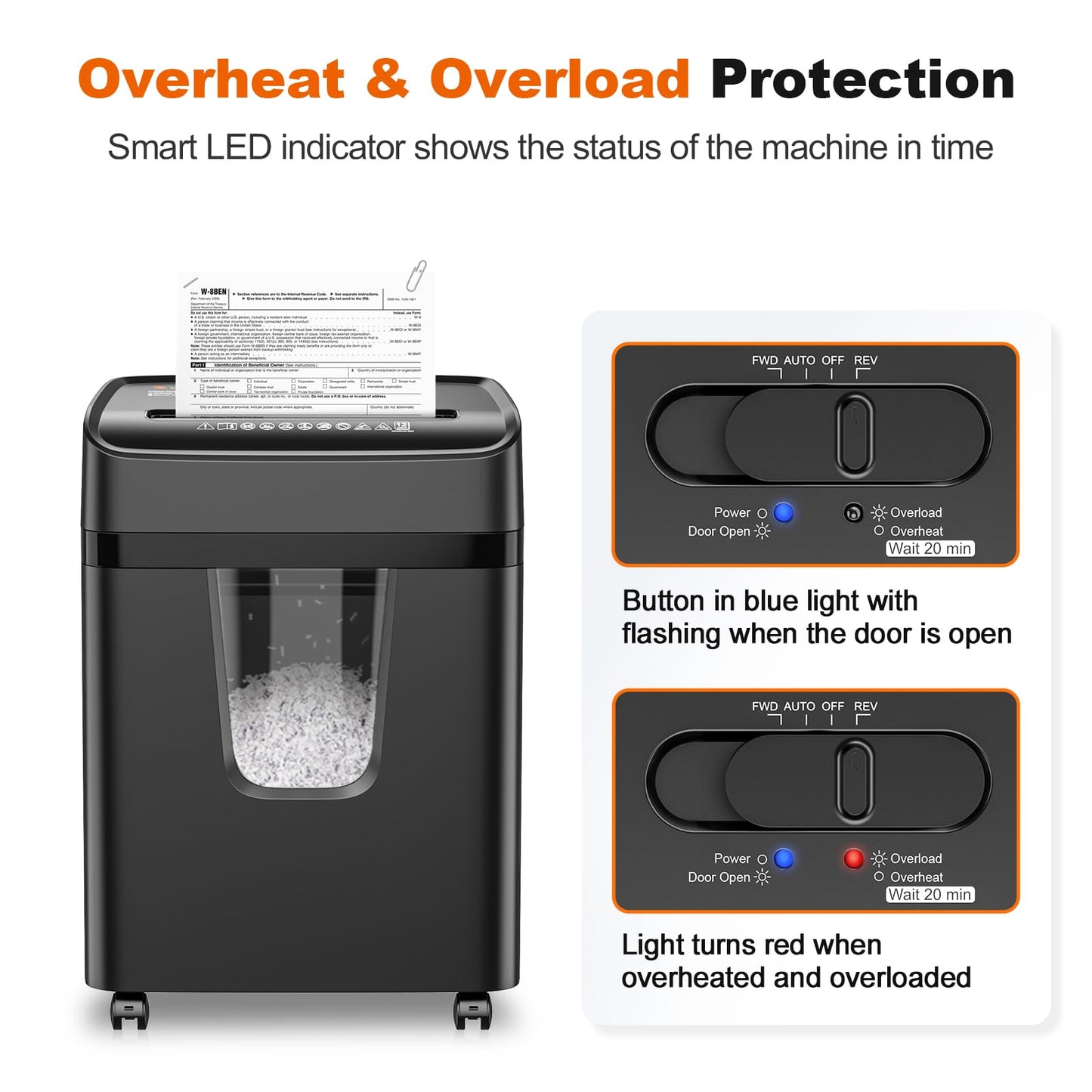 Bonsaii 12-Sheet Micro-Cut Paper Shredders for Home Office, Heavy Duty Document Shredder with 5.5 Gallon Pullout Bin for CD/Credit Card/Staple, 30 Mins Continuous Run Time, P-4 High Security