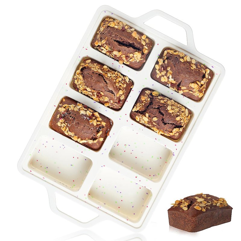 Mini Loaf Pan, Metal Reinforced Silicone Mini Bread Loaf Pan Nonstick Cornbread Pan 8 Cavities Silicone Molds for Baking Bread, Loaf, Meatloaf, Brownie, Butter