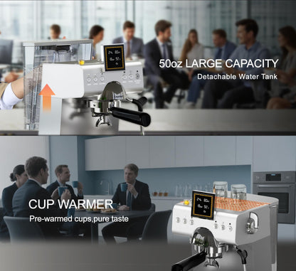 20 Bar Espresso Machine with Milk Frother Steam, Compact Stainless Steel Espresso maker with LED Display Cold Brew & Hot Coffee Maker, Professional Cappuccino Expresso Machine for Home and Office