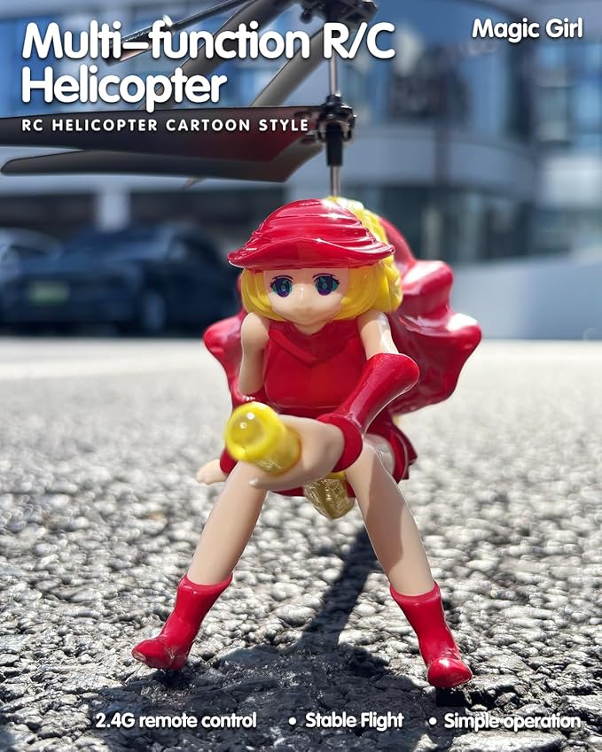 LM16-A RC Helicopter Flying Witch Drone Toys for Girls with LED Lights Indoor/Outdoor Remote Control Helicopter Christmas Birthday Gifts for Kids Boys Girls Age 6-8 9 10 11 12+(Red)