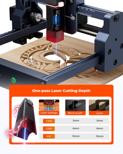 ACMER S1 Laser Engraver, 3500mW Laser Engraver Machine Higher Accuracy Lazer Cutter and Engraving Machine with Working Area 130x130mm,0.04mm Laser Spot Engraving Machines & Tools