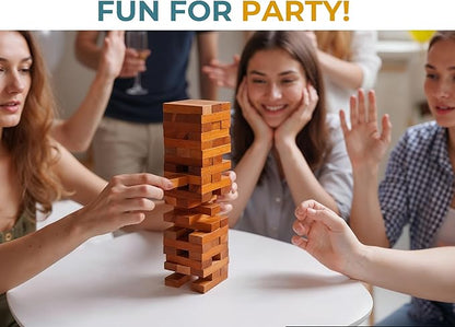 BSIRI Wooden Tumbling Tower Family Game for Senior and Adult and Classic Stacking Party Block for Challenging Your Skills Wood Stack Towers Wooden Board Seniors Games for Adults