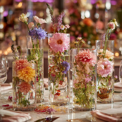 42pcs Big Glass Vase Cylindrical Vase for Tabletop Decoration, Candle Holder for Centerpieces, Pebble Vase for Party, Wedding, Banquet Decoration