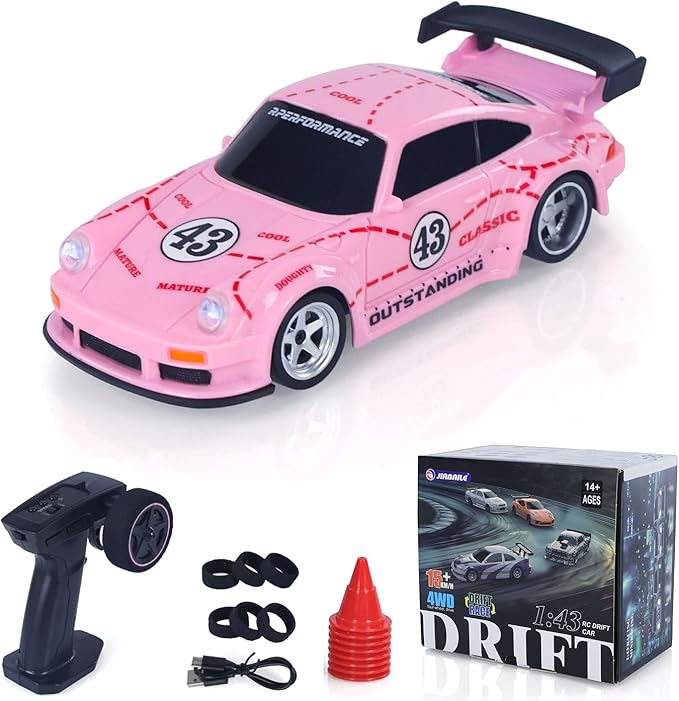 TOUCAN RC HOBBY 1/43 2.4G Radio Control Drift Car Racing Vehicles High Speed 15KM/H 4WD Mini Car Model Battery Lights RTR Gift for Ages 14+