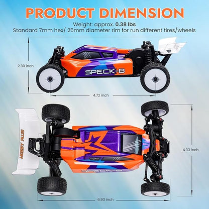HOBBYPLUS Speck B 1/24 2WD Mini RC Car - RTR RC Buggy Fast Mini Racing Buggy Brushless Ready with Oil-Filled Shocks – Fun Indoor Remote Control Car Racing Vehicles for Adults (Vintage Creme)