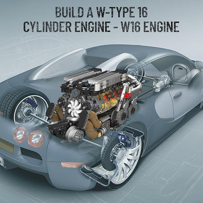 Mould King W16 Engine Building Blocks Set Combustion Engine Model That Runs Mini Engine Build Kit for Adults with Battery and Motor Engineering Construction STEM Toy for Teens(952 Pcs)