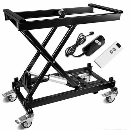 Electric Scissor Lift Table 440LBS Capacity with 4 Wheels, 7.1-26 in Adjustable Height Lifting Platform with Wired/Wireless Remote, for DIY Working Platform, Desk, Material Handling