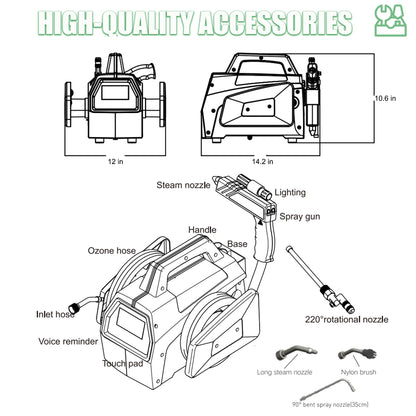 3300W High Pressure Steam Cleaner, ZPB140 Port A Blaster HVAC Coil Cleaning, High Temp Air Conditioning Steam Cleaning Machine, Heavy Duty Portable Steamer for HVAC, Car Detailing, Floor, Upholstery