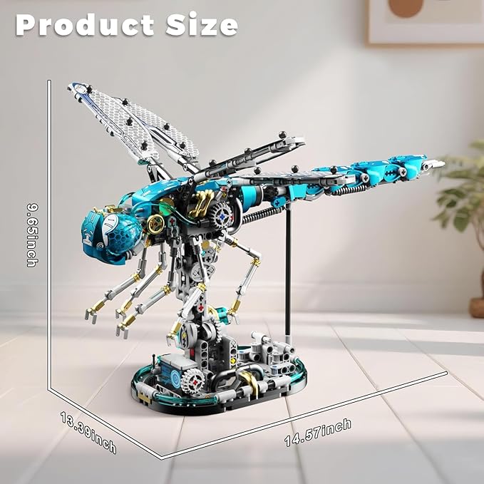 Ideas Mechanical Dragonfly Building Set with LightCollectible Set for Adults Compatible with Lego AnimalAuthentically Detailed Build and Display Model for Home or Office Décor (866PCS)