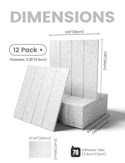 Fluxynara Large Felt Bulletin Board 48" x 36" Cork Board Alternative-12 Pack with 70 Safe Removable Adhesive Tabs, Cork Boards for Walls Cork Board for Home Office Classroom Pin Board-Light Gray