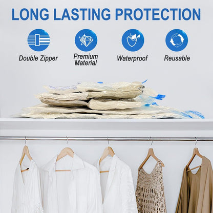 Fygrip Vacuum Storage Bags with Hand Pump, Plastic Packaging Bags, 80% Space Saver Vacuum Seal Bags for Clothing, Travel Lugggage, Blankets, Comforters, 10 Large