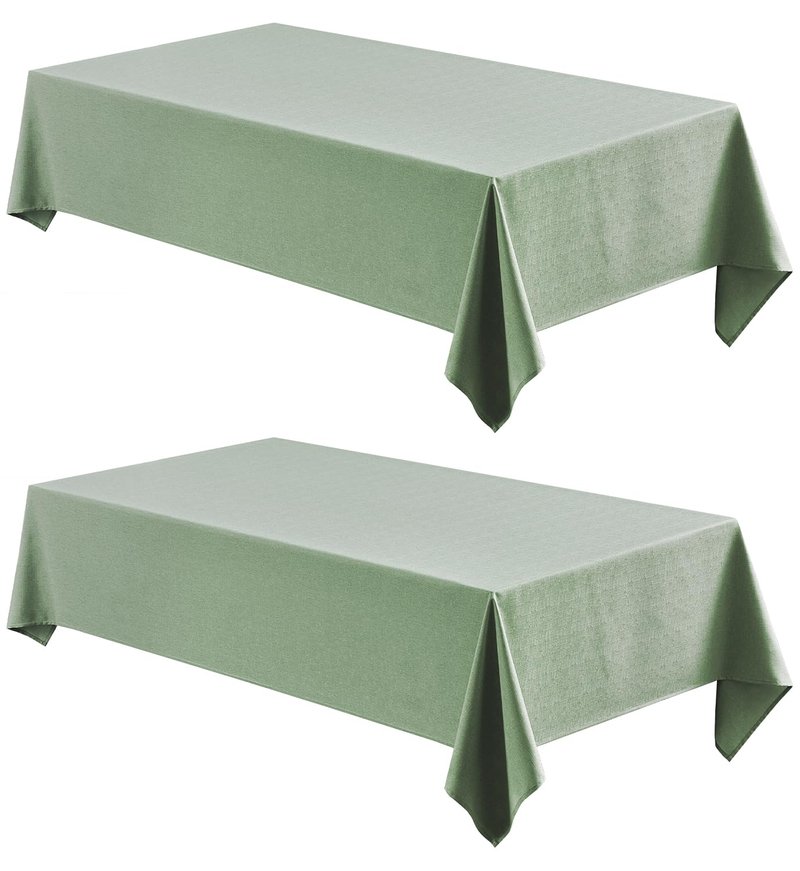Veblandy 2 Pack Rectangle Tablecloth, 60x120 inch, Water Resistant Wrinkle Free Linen Textured Table Cloth Washable, Decorative Fabric Table Cover for Dining, Party and Camping, Sage Green