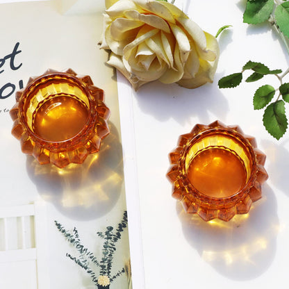Woho 12pcs Amber Tealight Candle Holder, Glass Tea Lights Candle Holder for Wedding Table Decor, Votive Candle Holders for Birthday Party