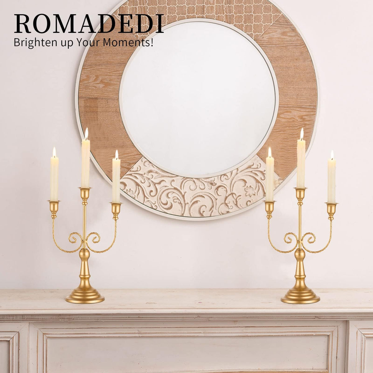 Romadedi Candelabra Black Candle Holders: 3 Arm Halloween Candlestick Holder 11.8" Gothic Home Decor for Party Table Centrepiece Mantel Christmas