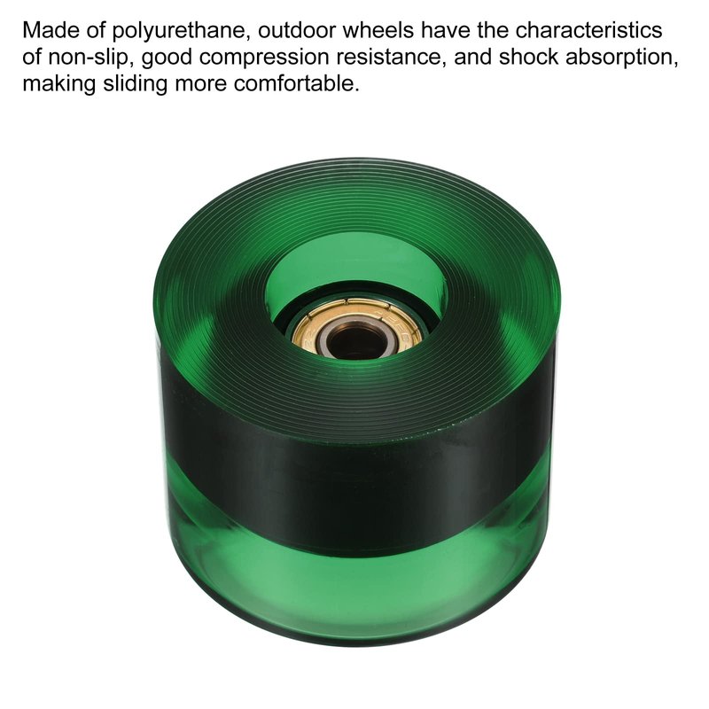 PATIKIL 60mm Longboard Wheels with Bearings ABEC-11, 4 Pack Street Wheels for Skateboards Cruiser Wheel Replacement 80A, Clear Green Golden