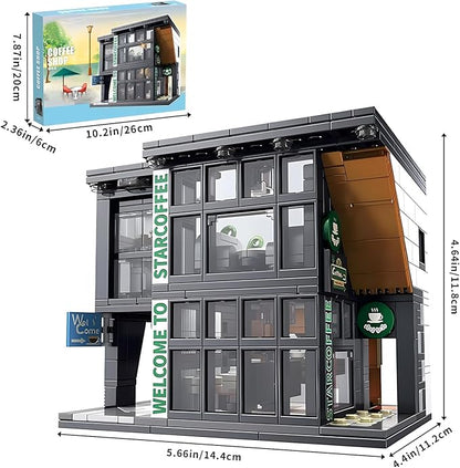 Coffee Shop Building Blocks Toys City Street View Architecture Model Set Birthday Age 6+ Children Teens Adult 581 Pieces