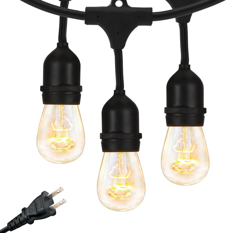 Brightech Ambience Pro Incandescent Outdoor String Lights - Commercial Grade Waterproof Patio Lights with 24 Ft Dimmable Edison Bulbs, Porch String Lights for Patio, Backyard, Christmas - 7 Bulbs 11W