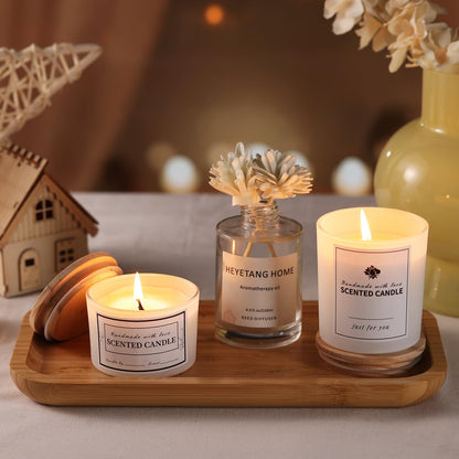 sunnyfuture 16 Pack Matte White Candle Jars, 8pcs 7oz + 8pcs 4oz Candle Jars for Making Candles with Wooden Lids and Labels for DIY, Gifts, Home