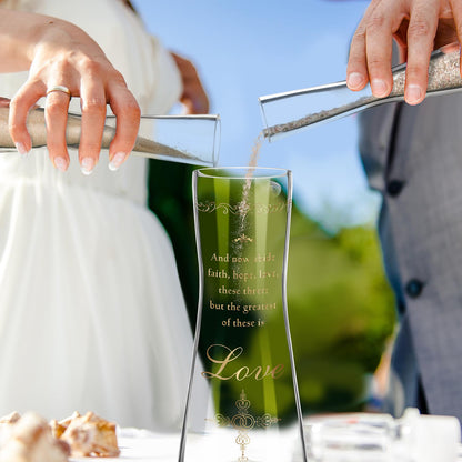 Irenare Unity Sand for Wedding Ceremony Set Include Ceremony Vase, Sand, Cork Stopper for Weddings Engagement Anniversary(Christian)