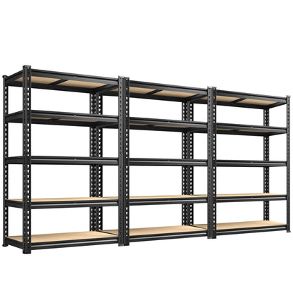 REIBII 2400LBS Storage Shelves 5 Tier Garage Shelving Heavy Duty Adjustable Garage Shelves, Utility Rack Shelf, Shelving Units for Storage Warehouse Pantry Closet, 35.5" W x 11.9" D x 72" H, 3 Pack