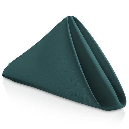 Lann's Linens Set of 12 Cloth Dinner Napkins, 20-inch Polyester Napkins, Washable and Reusable Fabric for Wedding, Hotel, Restaurant - Hunter Green